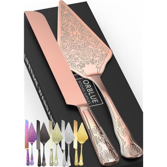 Wedding Cake Knife and Server Set - Premium, Beautifully Engraved Cutting Set - Picture 1 of 6
